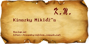 Kinszky Miklós névjegykártya